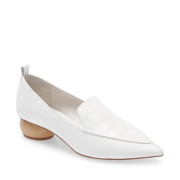 Jeffrey Campbell Shoes - Jeffrey Campbell White Croc Pointed Loafers Wooden